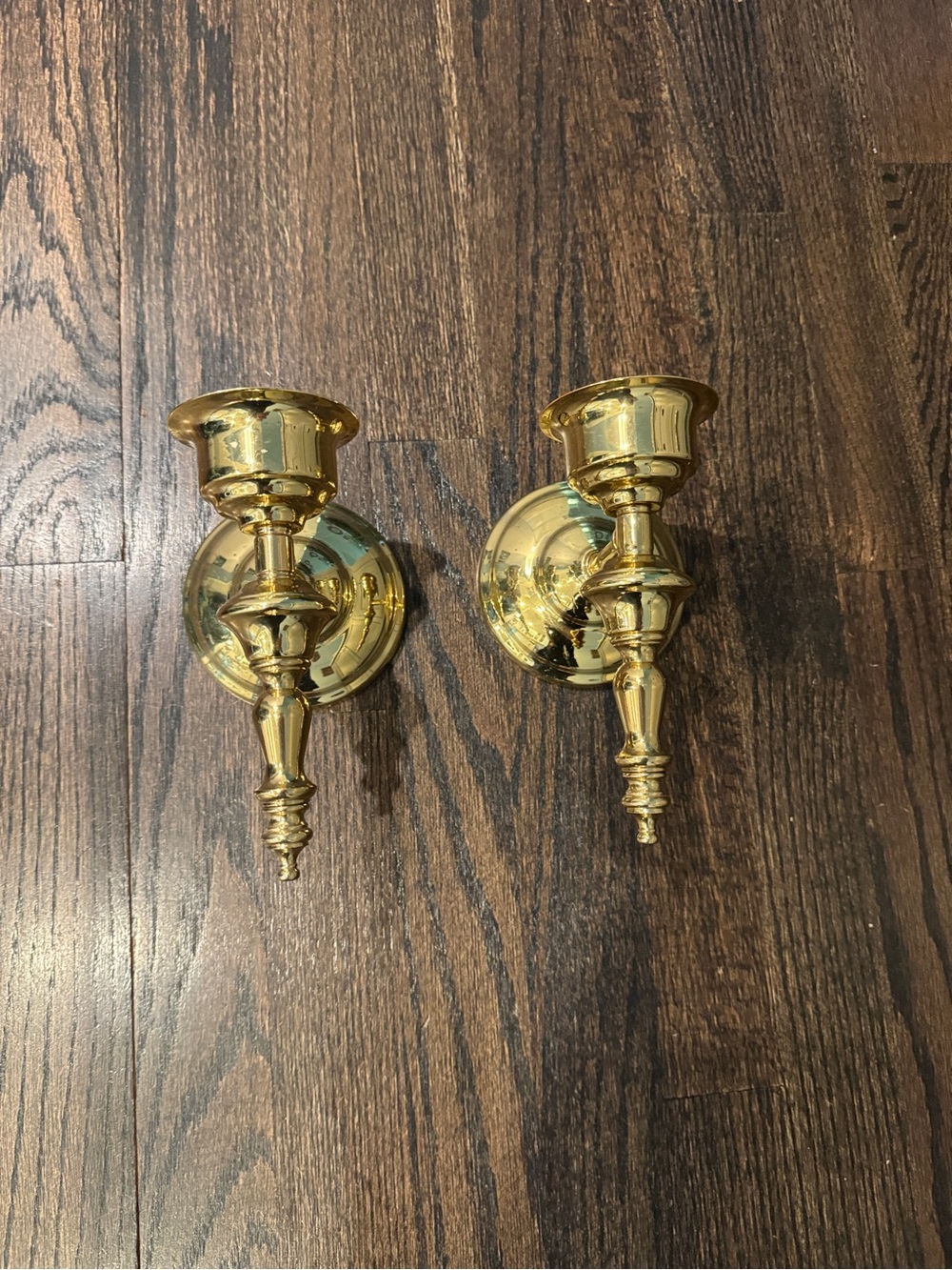 Vintage Brass Wall Candle Sconces - Pair